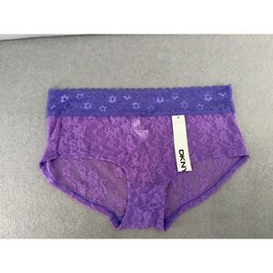New DKNY Lace Panties Large Purple 545000 Sexy Underwear Hipster Boyshort NWT